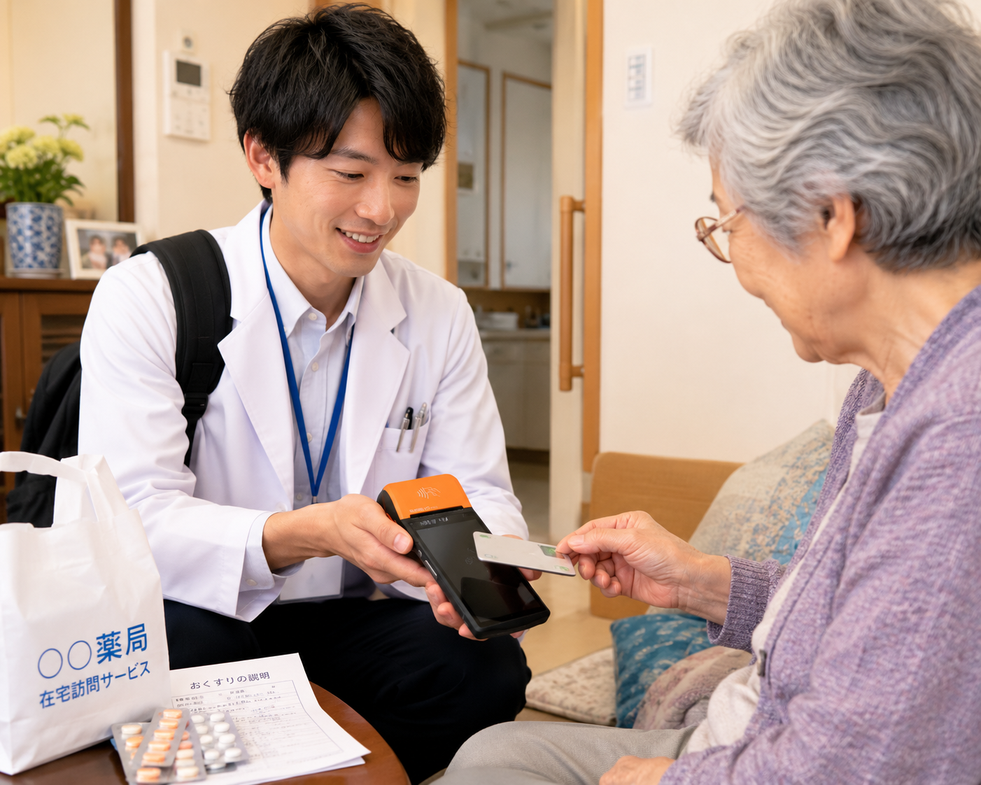 キャッシュレス端末を利用した決済の様子